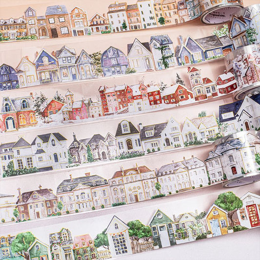 Countryside Cottage Series Gold Foil House Scenery Tape