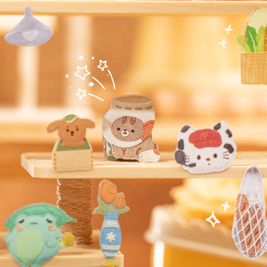 Patchwork Cat Series Coated Paper Sticker Book  20 Pieces