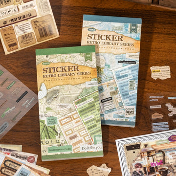 Retro Library Series Sticker Book 24Pcs
