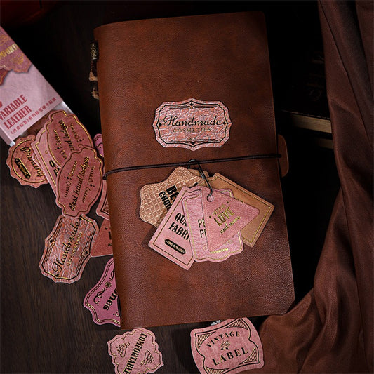 Vintage Leather Series Gold-Embossed Label Stickers