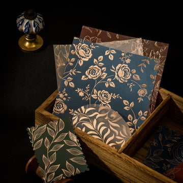 Golden-threaded Flower Shadow Scrapbook paper 8pcs