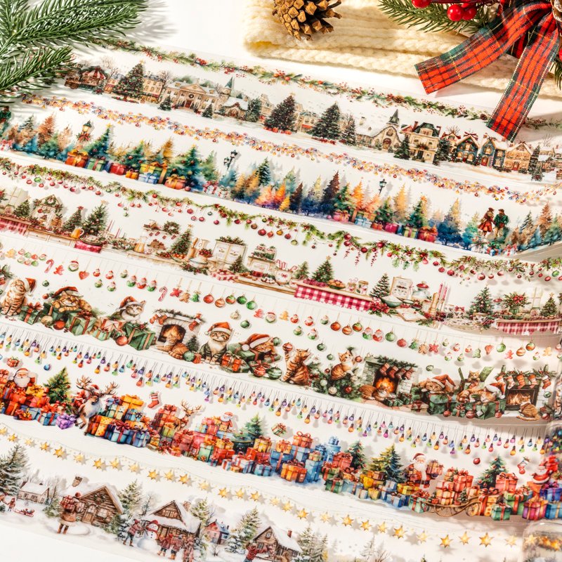 Christmas Day series of house-themed landscape background tape