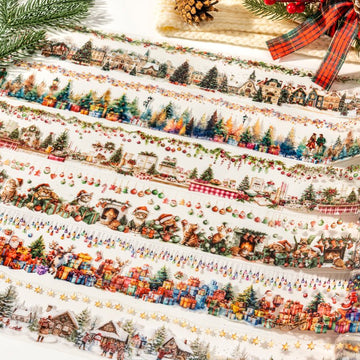 Christmas Day series of house-themed landscape background tape