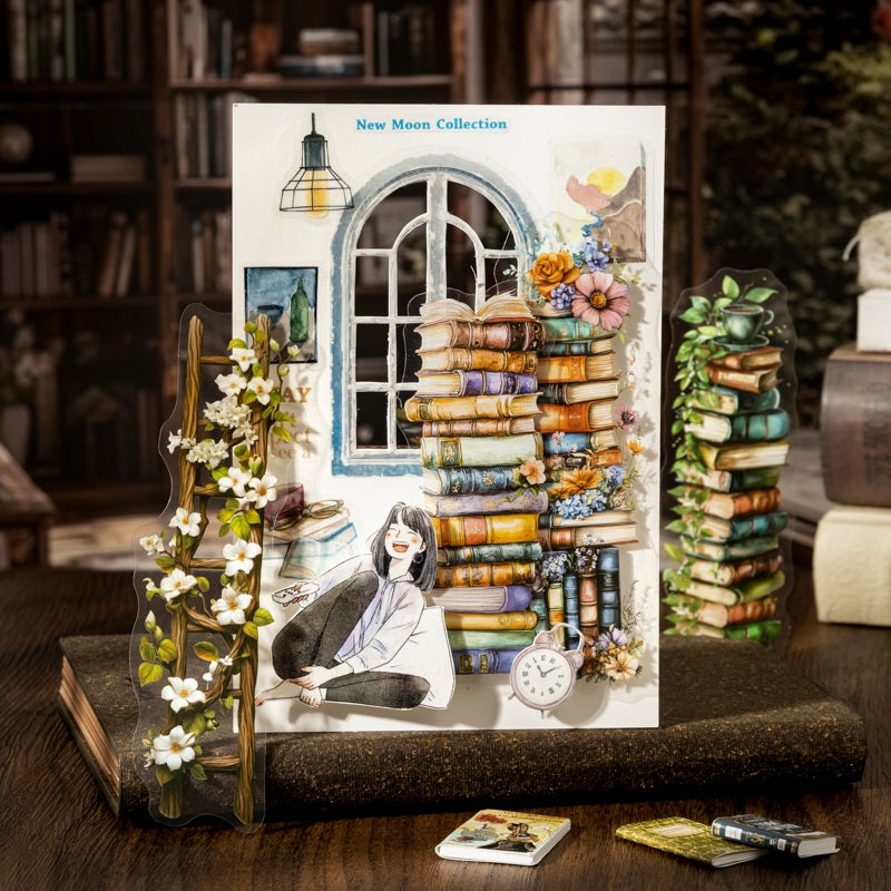 Full Garden of Books Scene Sticker Strip Pack