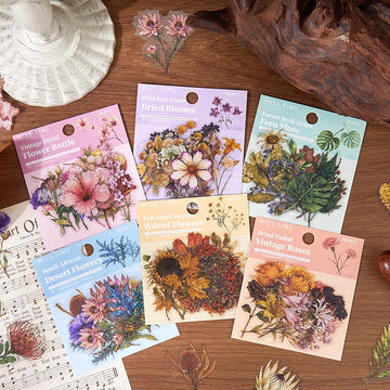 Flower Chronicle Series Retro Watercolor Hand-drawn PET Sticker Pack