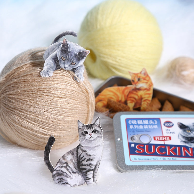 Sucking cat canned series box stickers