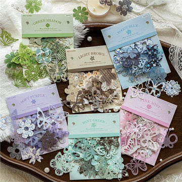 Flower Butterfly Paper Language Series PET Stickers Sheet
