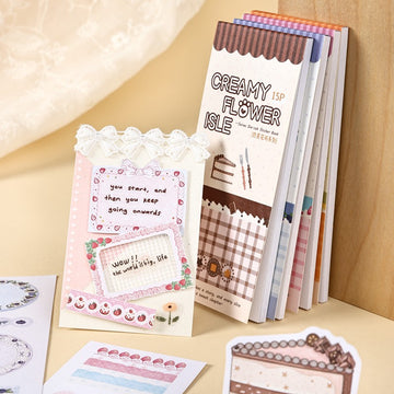Creamy Flower Isle Series Die-Cut Sticker Book