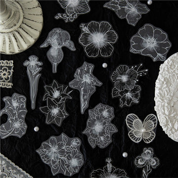 Moon White Flower Shadow Series Sticker Pack