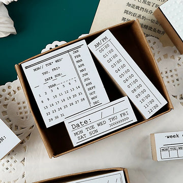 Time To Plan Wooden Weekly And Digital Ledger Seals, Ledger Diy Seal Props-TAHARA