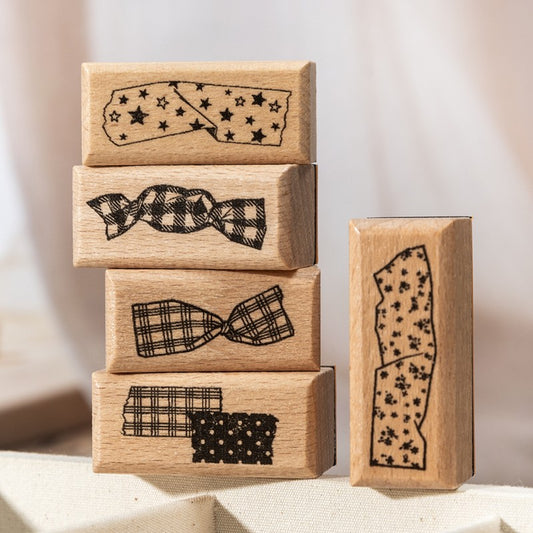 Wrinkled Tape Stickers Beech Wood Stamp