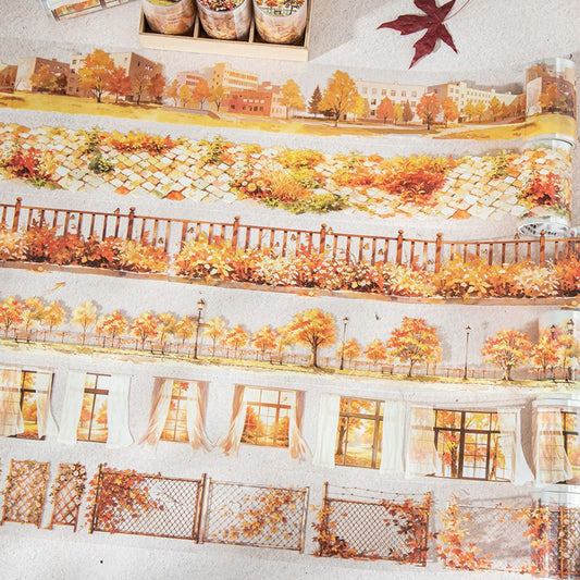 Maple Leaves Falling On The Path Series PET Tape