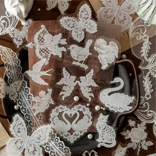 Plain White Lace Series Sticker Pack
