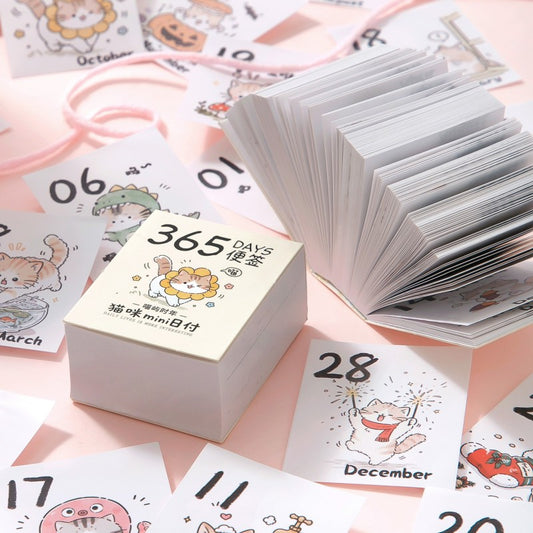 Cat Mini Daily 365 Calendar Note Card Template