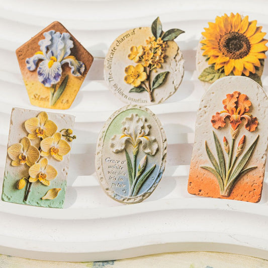 Floral Relief Sculpture Series Sticker Pack