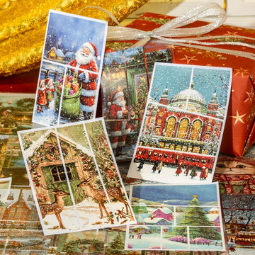 Christmas Wonderland series of house-themed landscape background sticker books