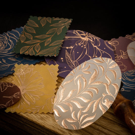 Golden-threaded Flower Shadow Scrapbook paper 8pcs