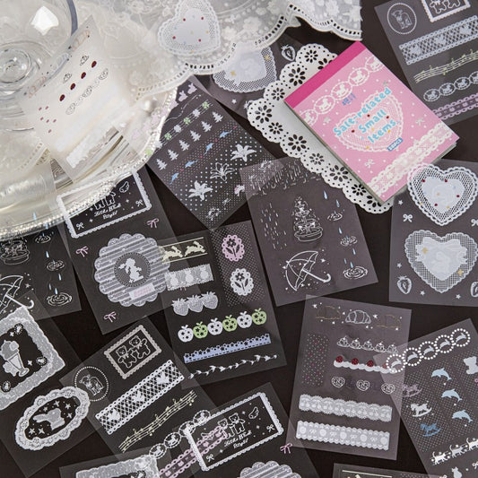 Sugar Diary Series Silver Foil Pet White Ink Sticker Book