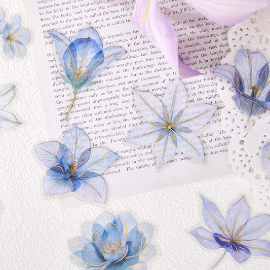 Transparent Flower Series Light Retro Floral PET Stickers Pack