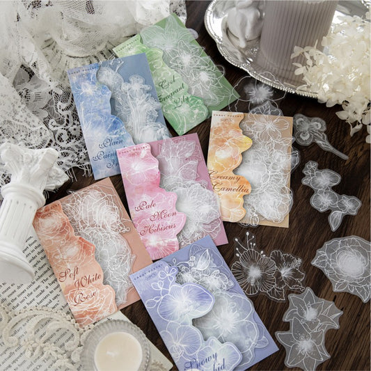 Moon White Flower Shadow Series Sticker Pack
