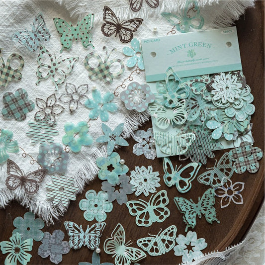Flower Butterfly Paper Language Series PET Stickers Sheet