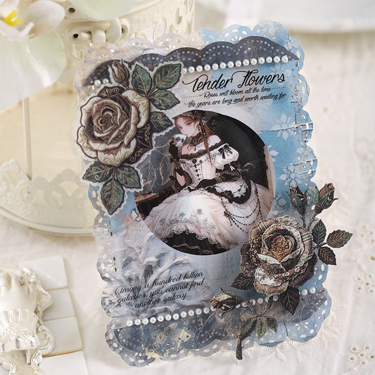 Old Paperand Blossoms Series Scrapbook Paper