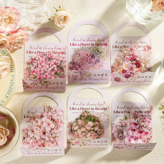 Pink Watercolor Floral Scenery PET Sticker Pack