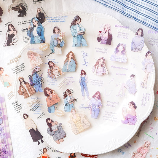 Soft Light Whisper Series Double White Ink Character Sticker Pack