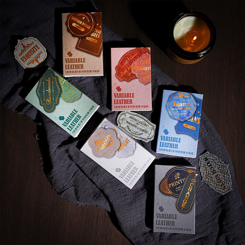 Vintage Leather Series Gold-Embossed Label Stickers