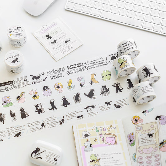 Cute Cartoon Cat Line Style Cat Decoration Handaccount Washi Tape-TAHARA