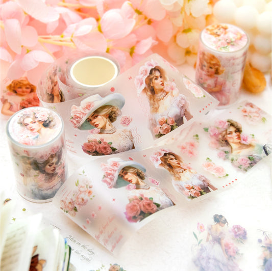 Vintage Art Girl Flower Tape-TAHARA
