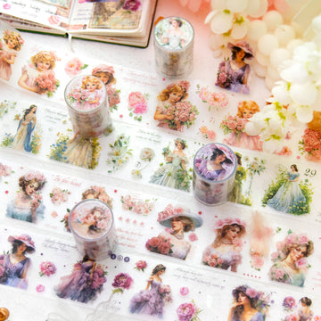 Vintage Art Girl Flower Tape-TAHARA