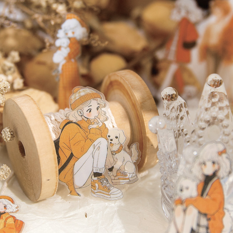 Vintage Art Hand Painted Girl Hand Account PET Tape-TAHARA