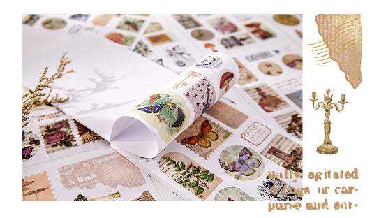 Vintage Butterfly Flower Hand Account Sticker Book-TAHARA