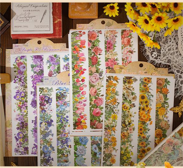 Vintage Floral Strip Stickers-TAHARA