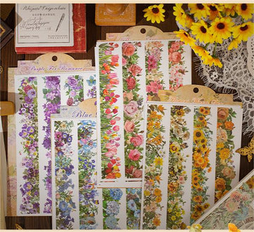 Vintage Floral Strip Stickers-TAHARA