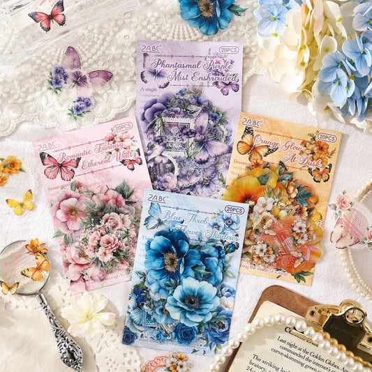 Vintage Flower Sticker 20pcs