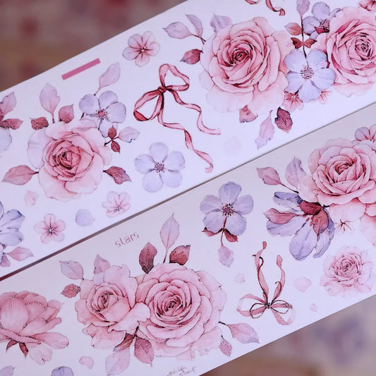 Mint Green Vintage Floral Washi PET Tape