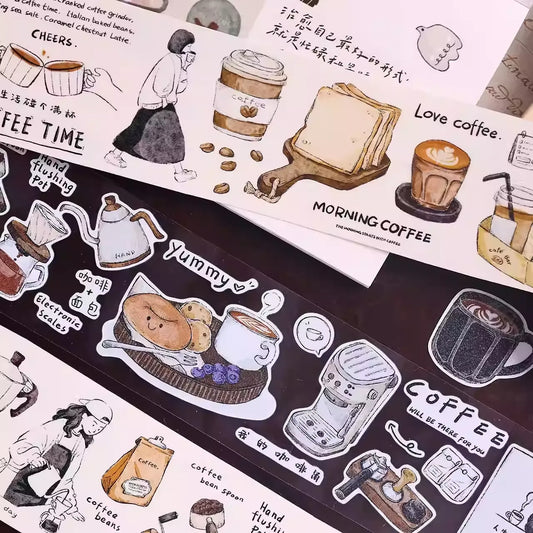 Retro Coffee Bread Aesthetic PET Washi Tape
