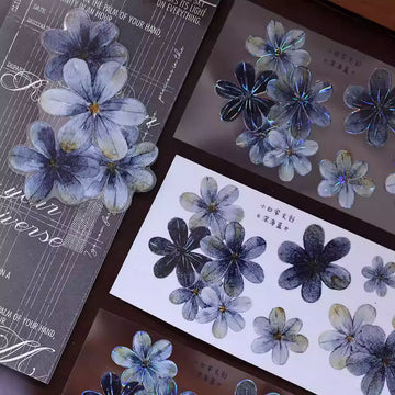 Deep Sea Blue Vintage Blue Black Floral Washi PET Tape