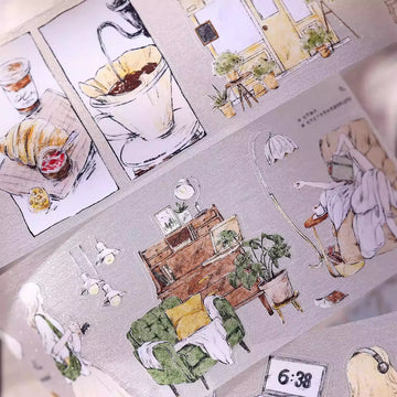 One Person Daily Life Light Vintage Salt Style Washi PET Tape