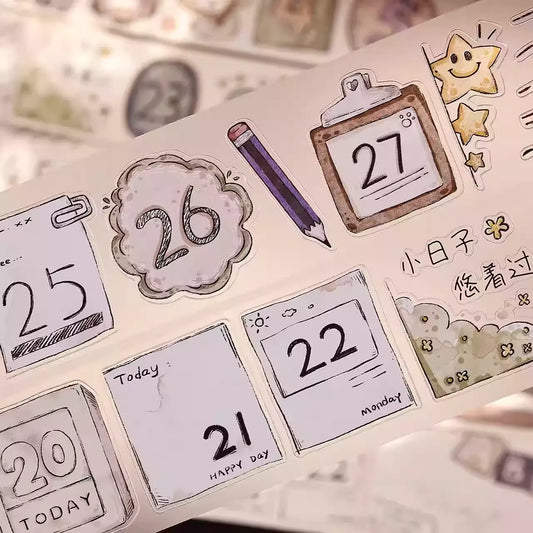 Number & Letter Vintage Salt System Washi PET Tape