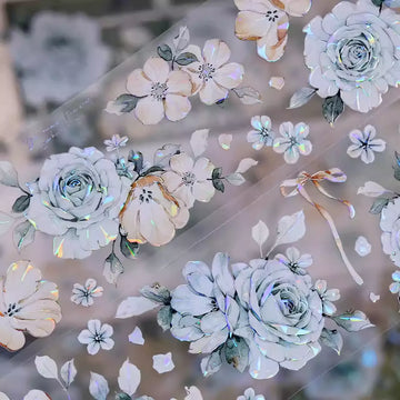 Mint Green Vintage Floral Washi PET Tape