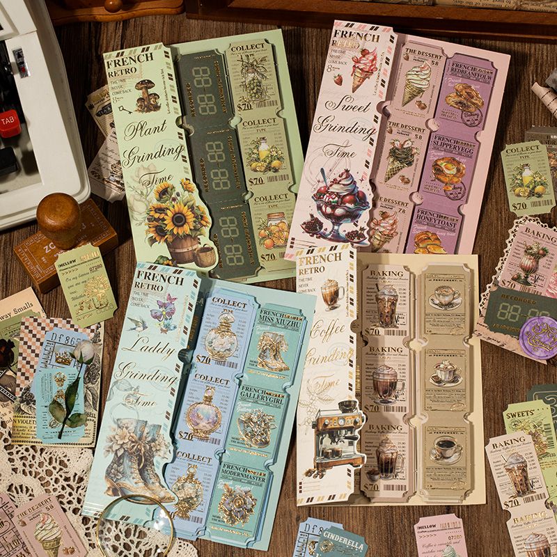 Manchester Tales Series – Vintage Gold-Foil Ticket Stickers