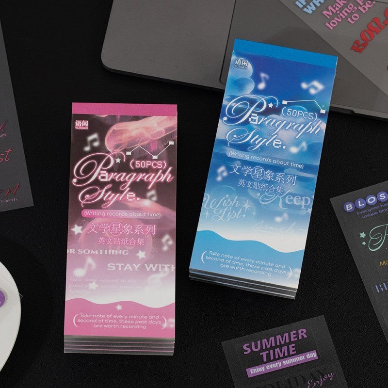 Literary Astrological Text Sticker Book 50Pcs