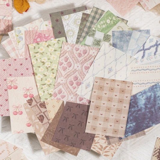 Huayang Floral Vintage Fabric Patchwork Material Book 50PCS